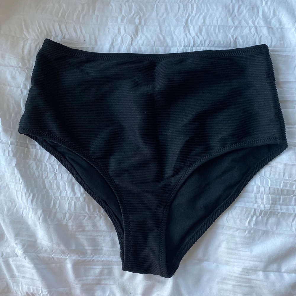 ribbed high waisted bikini bottoms